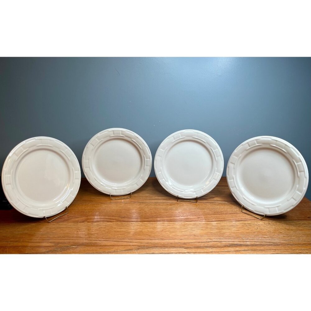 Set of 4 Longaberger Ivory Woven Traditions 10" Dinner Plate